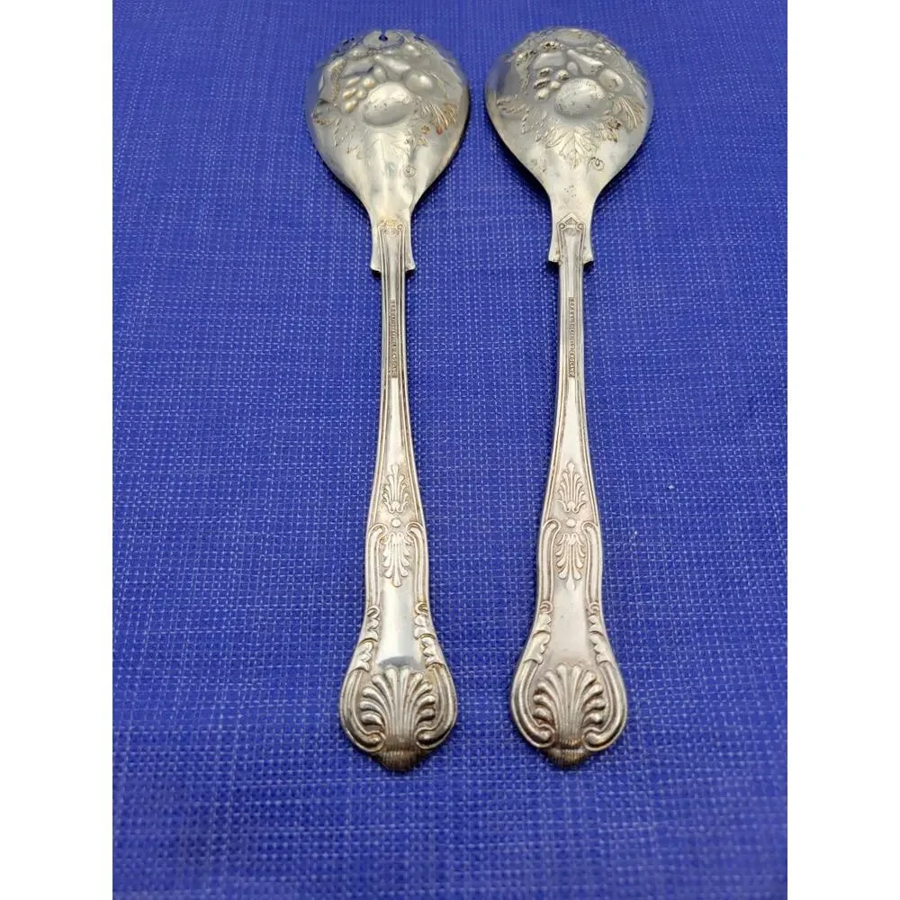 Sheffield EPSA1 Kings Pattern Silverplate Salad Server Set 2 England Vtg